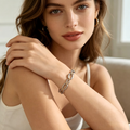 Two‑Tone Alternating Gold‑Silver Large Oval Link Adjustable Stainless Steel Everyday Bracelet | Factory Direct Wholesale