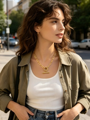 Equal‑Size Paperclip Chain Central Twisted‑Rope Textured OT‑Clasp Stainless Steel Minimalist Necklace | Factory Direct Wholesale
