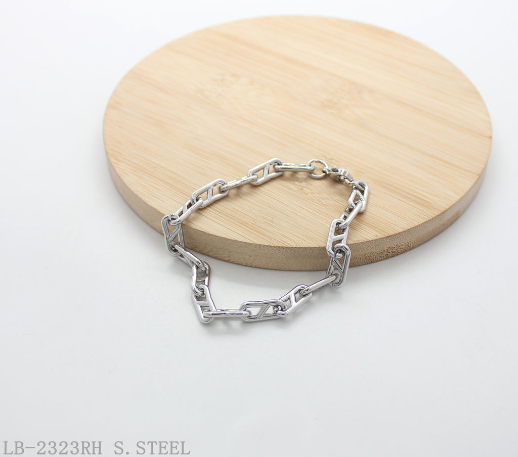 Geometric Cutout Paperclip Link Polished Stainless Steel Contemporary Bracelet | Factory Direct Wholesale