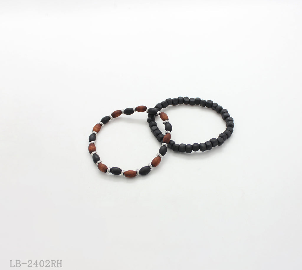 CCB Beaded Bracelet with Wooden Beads for Women | Imitation Rhodium Plated OEM ODM Wholesale Fashion Jewelry