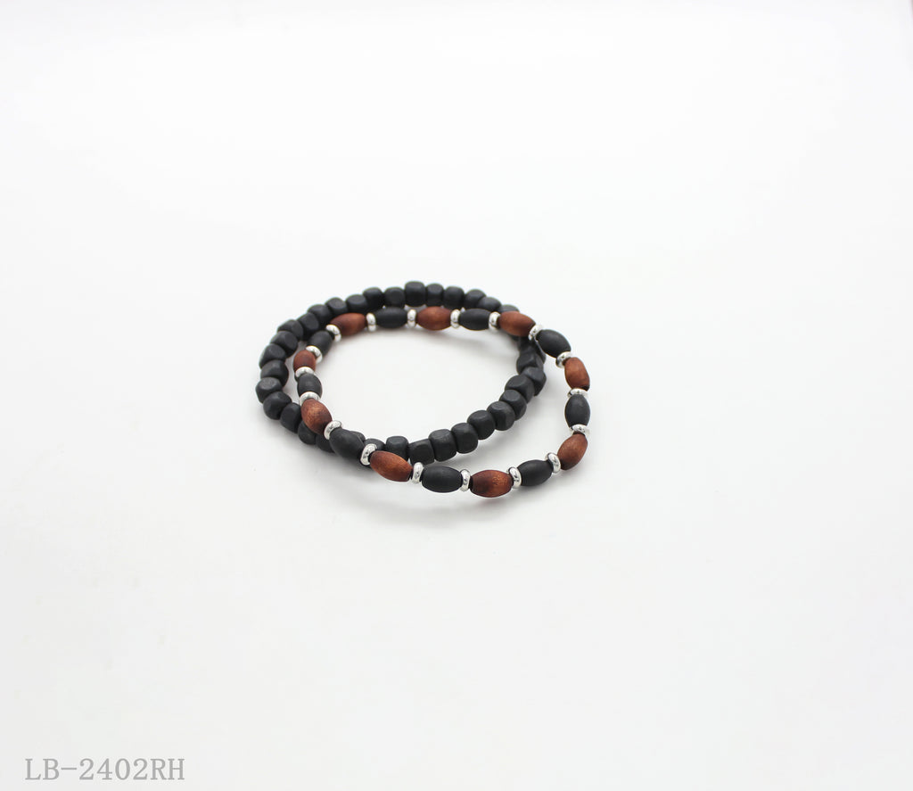 CCB Beaded Bracelet with Wooden Beads for Women | Imitation Rhodium Plated OEM ODM Wholesale Fashion Jewelry
