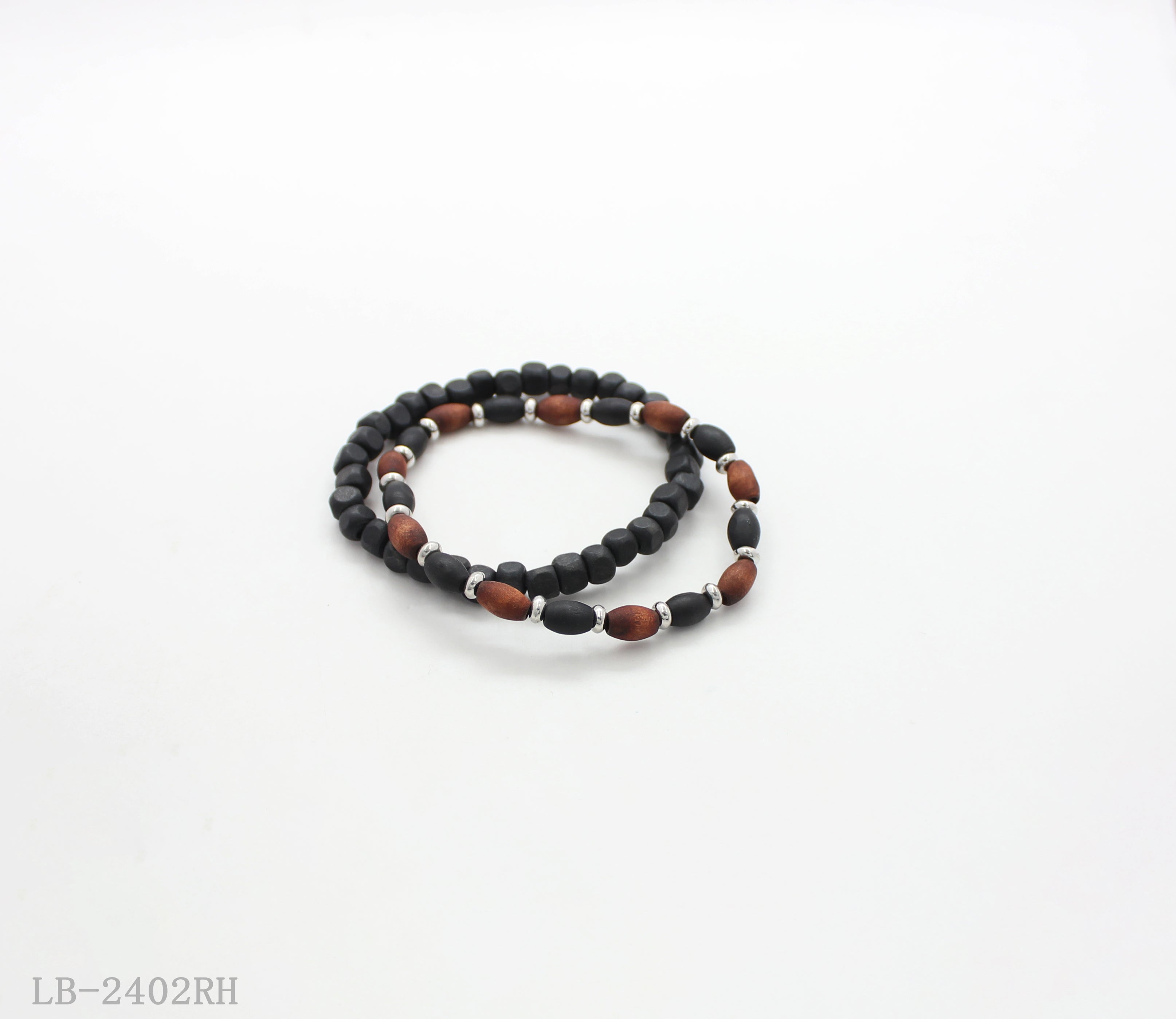 CCB Beaded Bracelet with Wooden Beads for Women | Imitation Rhodium Plated OEM ODM Wholesale Fashion Jewelry