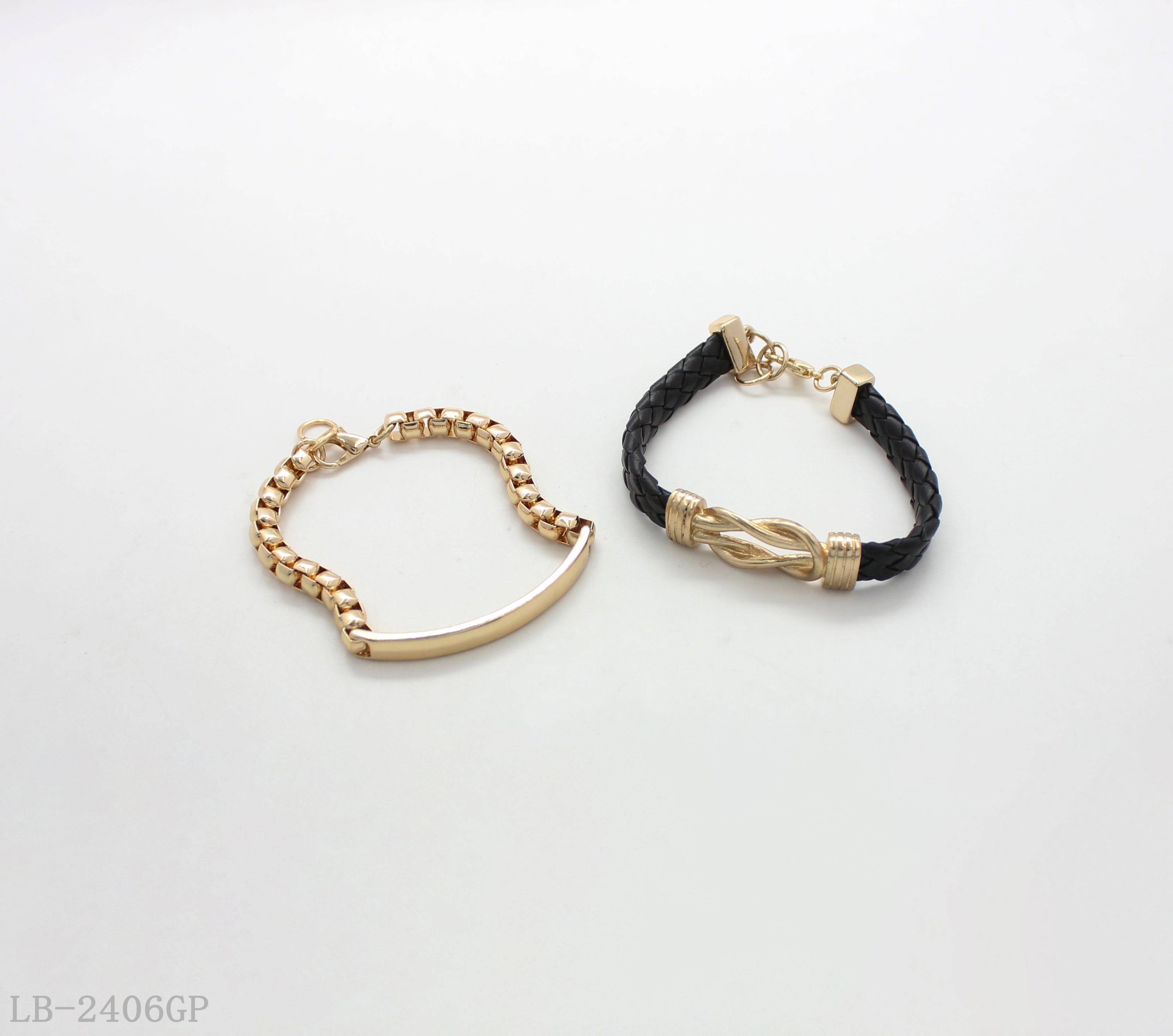 2-Piece Open Cuff Bangle Bracelet Set for Women | Iron Zinc Alloy PU Imitation Gold Plated OEM ODM Wholesale Jewelry