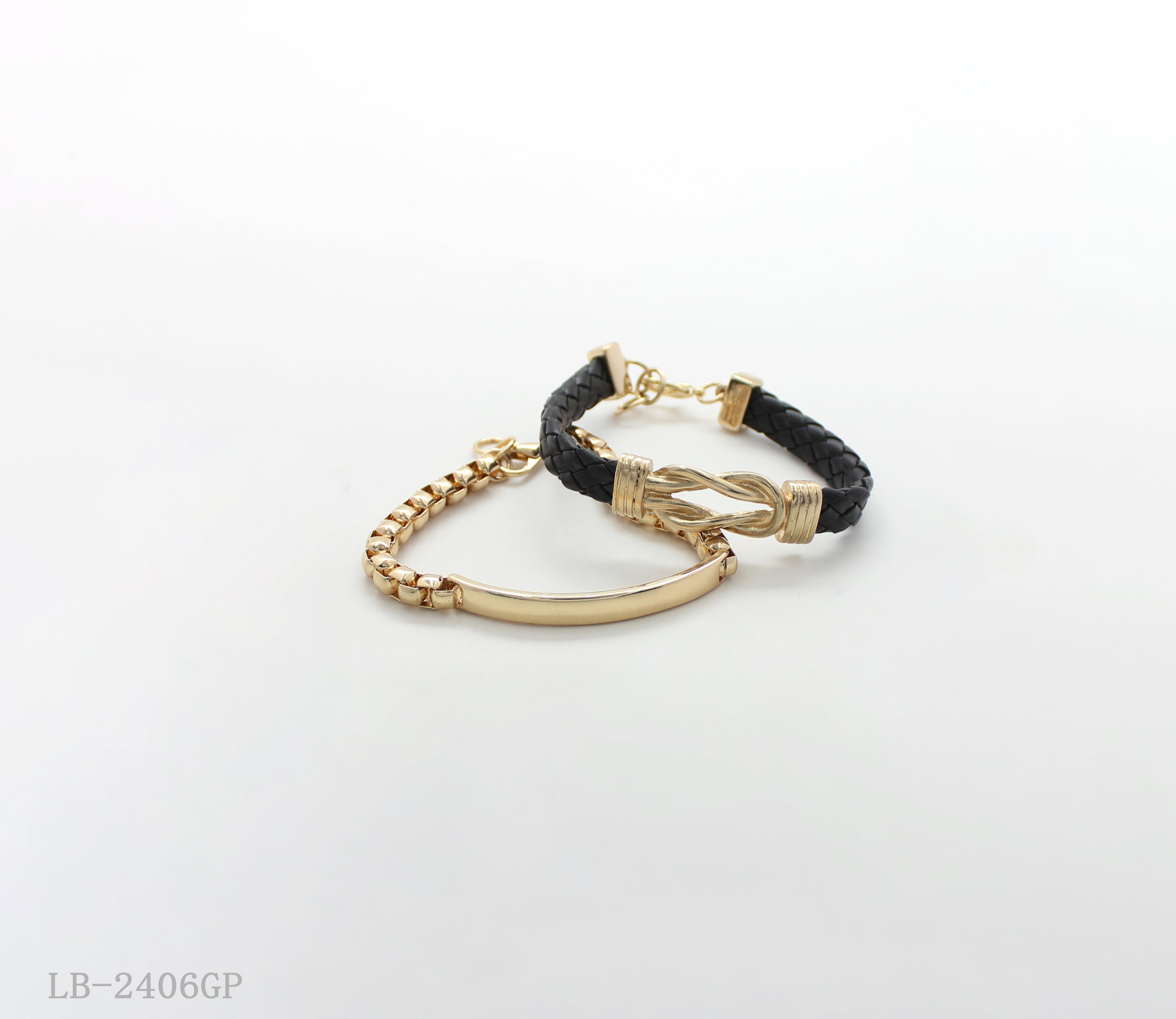 2-Piece Open Cuff Bangle Bracelet Set for Women | Iron Zinc Alloy PU Imitation Gold Plated OEM ODM Wholesale Jewelry