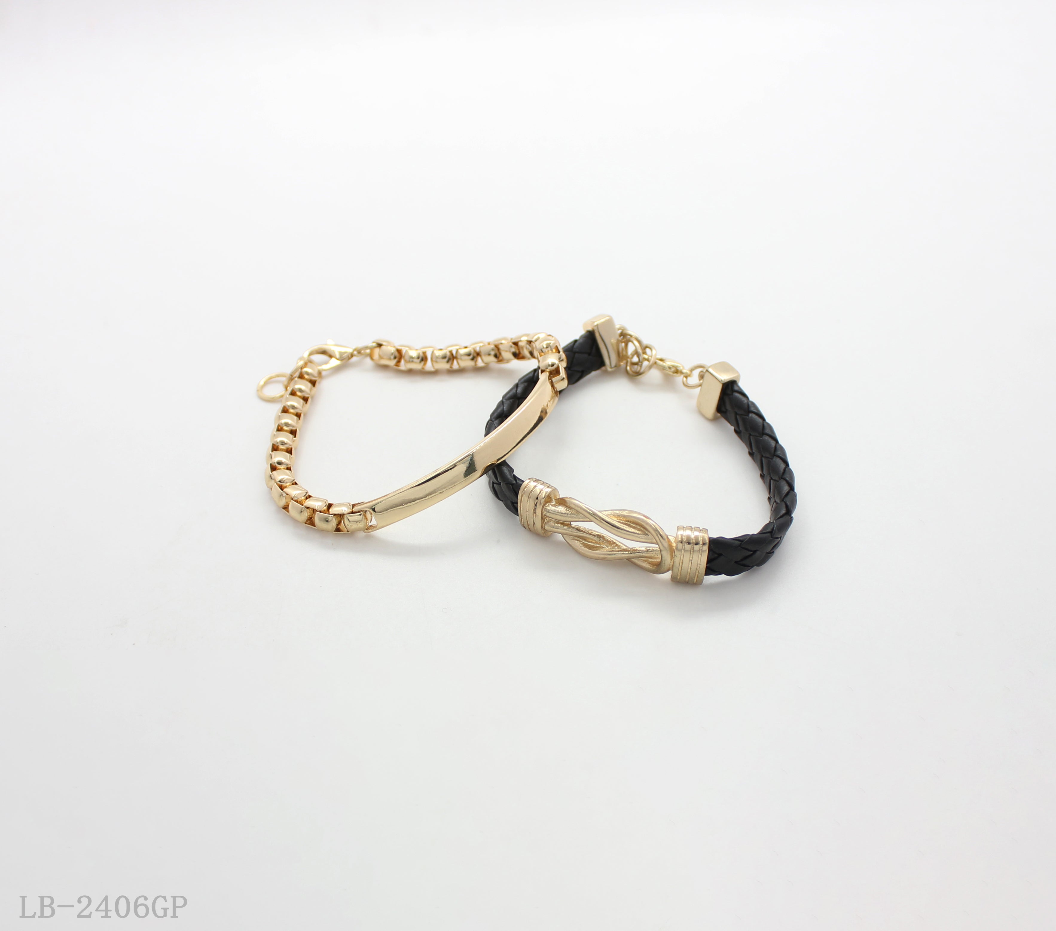 2-Piece Open Cuff Bangle Bracelet Set for Women | Iron Zinc Alloy PU Imitation Gold Plated OEM ODM Wholesale Jewelry