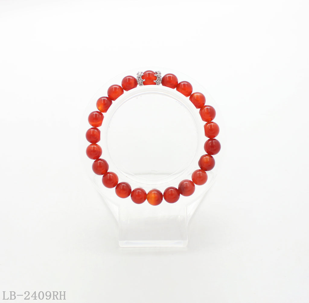 Red Agate Beaded Bracelet with Copper Spacers for Women | Imitation Rhodium Plated OEM ODM Wholesale Natural Stone Jewelry