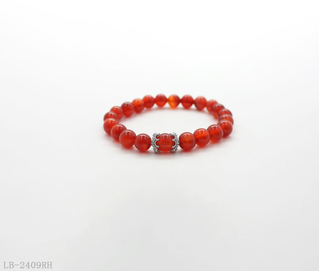 Red Agate Beaded Bracelet with Copper Spacers for Women | Imitation Rhodium Plated OEM ODM Wholesale Natural Stone Jewelry