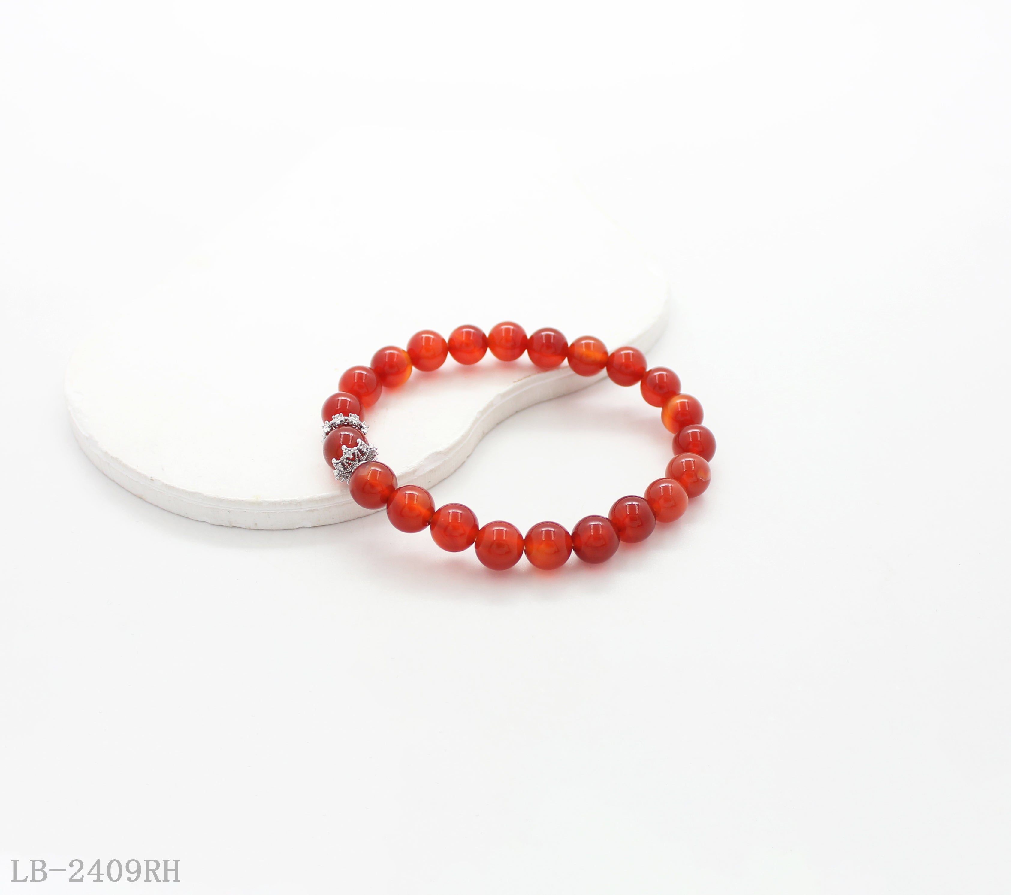 Red Agate Beaded Bracelet with Copper Spacers for Women | Imitation Rhodium Plated OEM ODM Wholesale Natural Stone Jewelry