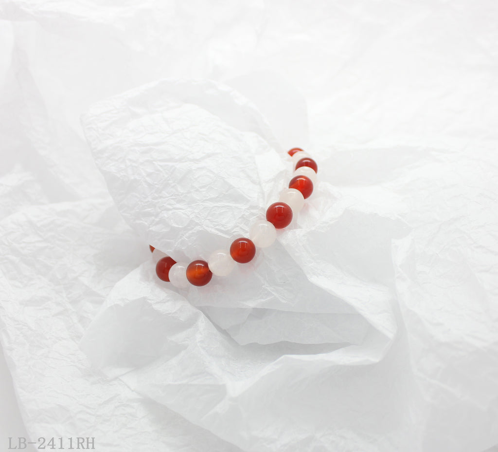 White Crystal & Red Agate Beaded Bracelet for Women | OEM ODM Wholesale Fashion Jewelry
