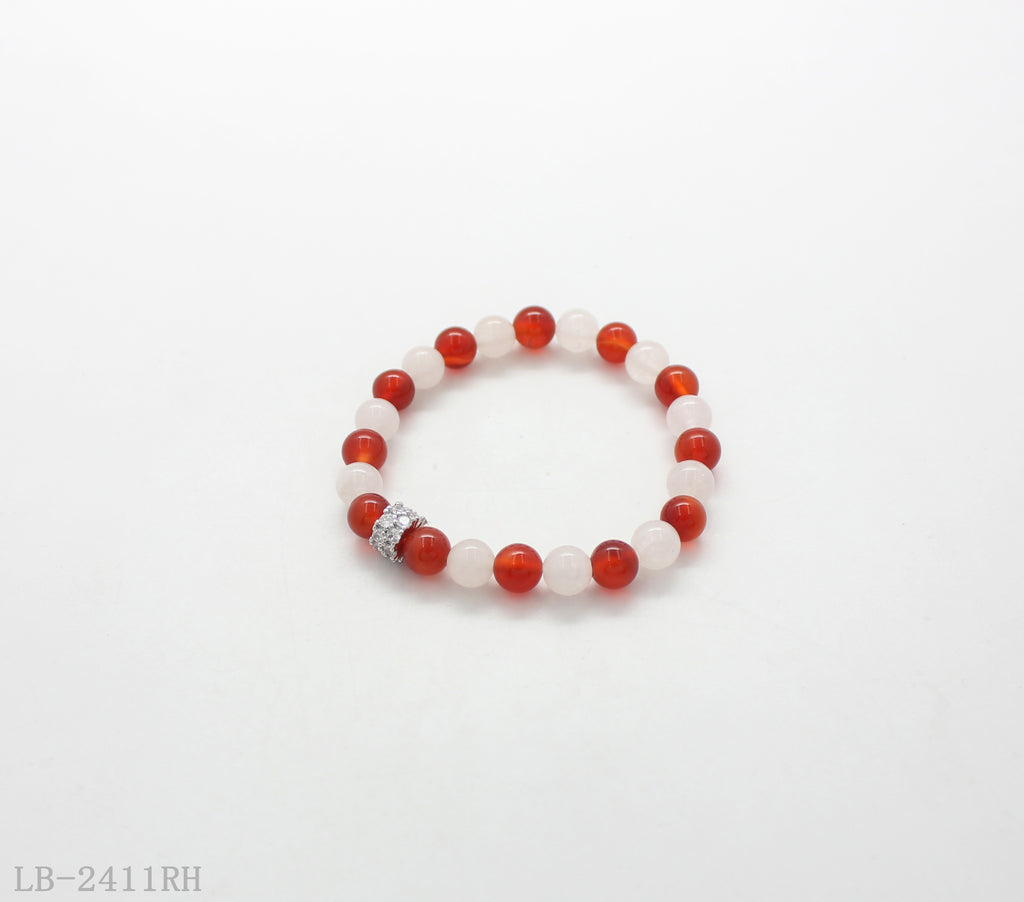 White Crystal & Red Agate Beaded Bracelet for Women | OEM ODM Wholesale Fashion Jewelry
