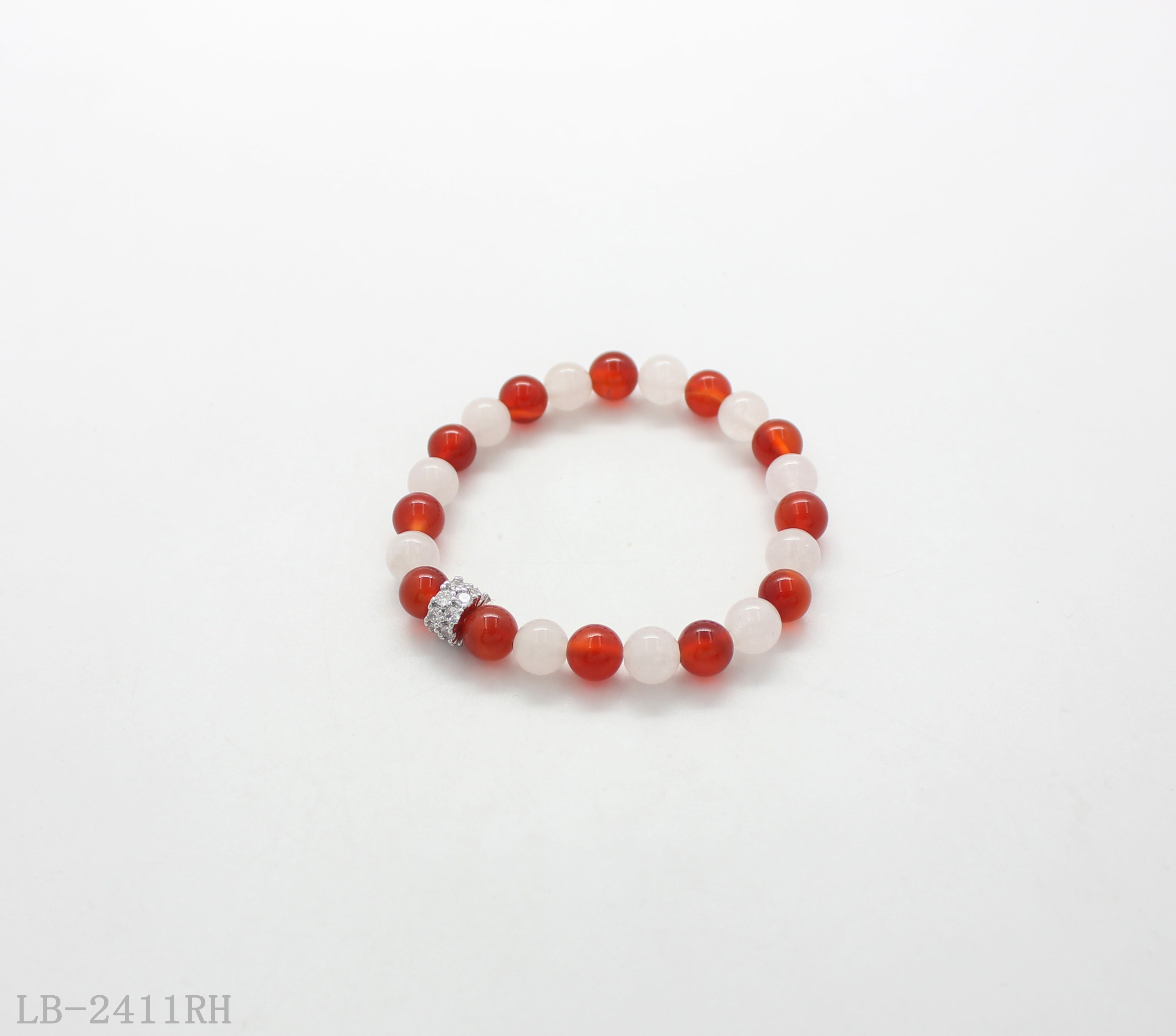 White Crystal & Red Agate Beaded Bracelet for Women | OEM ODM Wholesale Fashion Jewelry