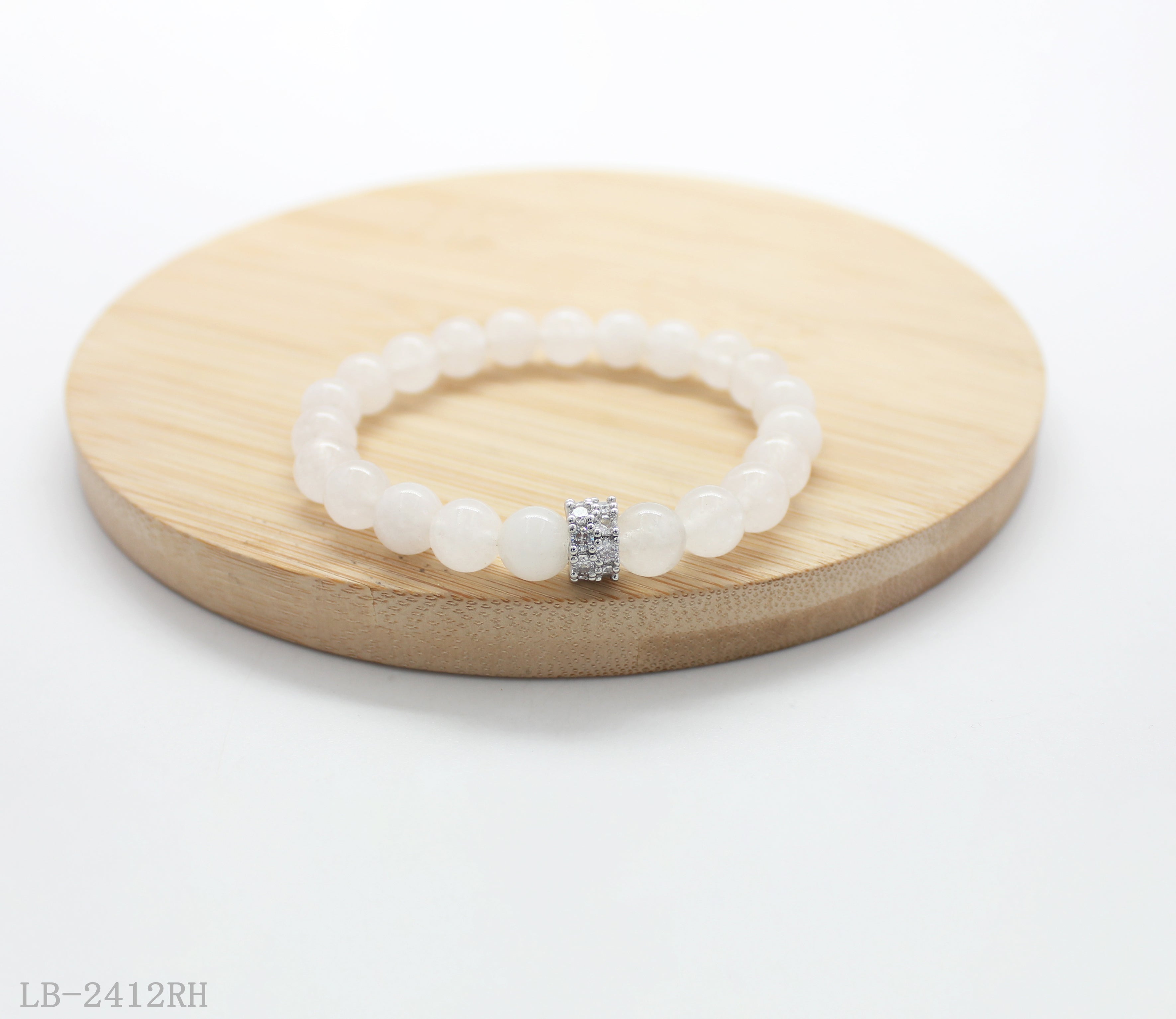 White Agate & Copper Beaded Bracelet for Women | Imitation Rhodium Plated OEM ODM Wholesale Fashion Jewelry