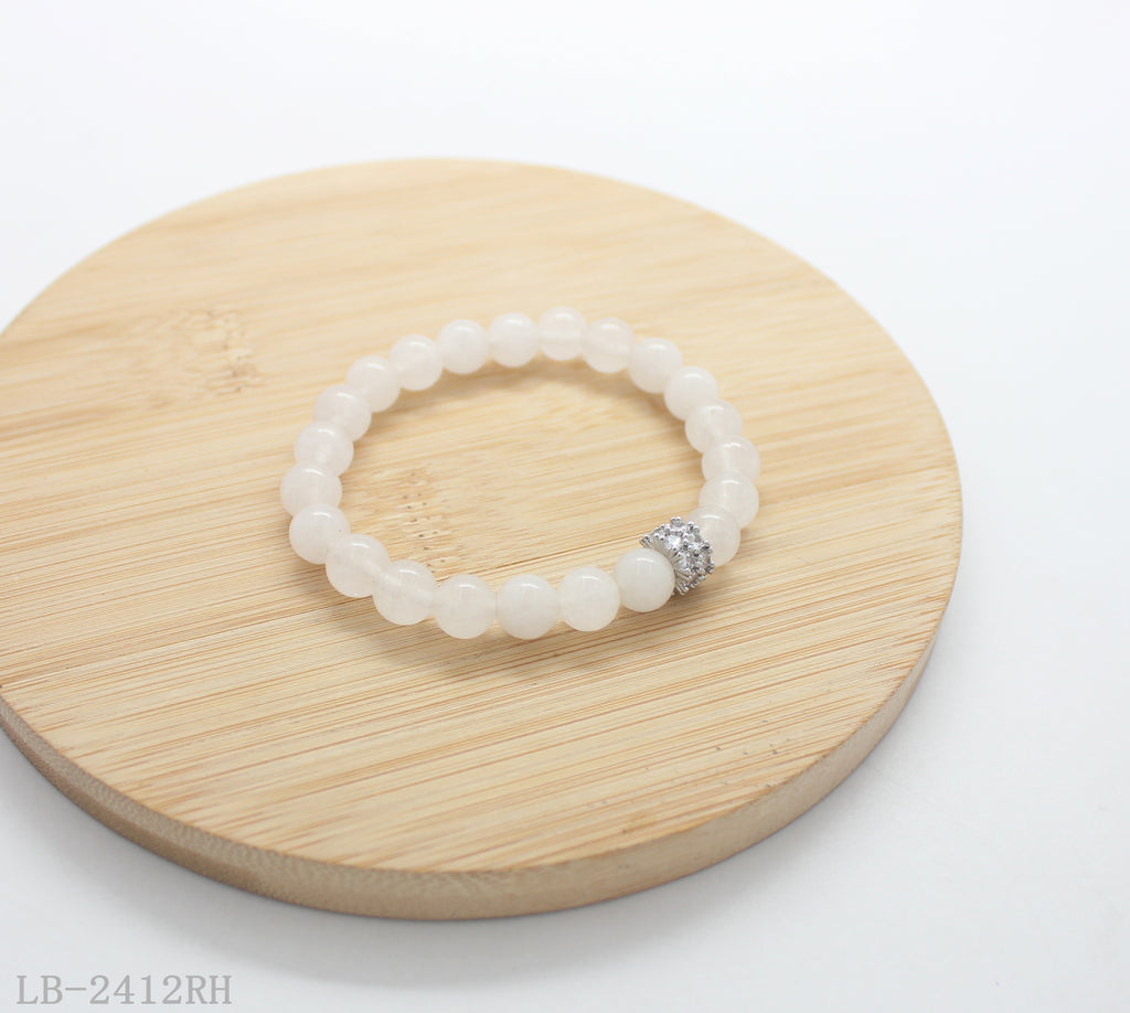 White Agate & Copper Beaded Bracelet for Women | Imitation Rhodium Plated OEM ODM Wholesale Fashion Jewelry