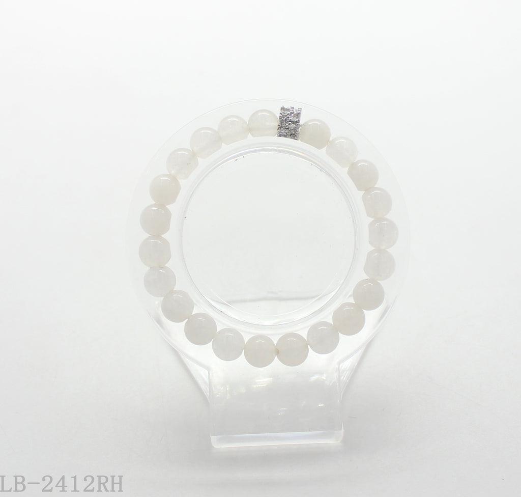 White Agate & Copper Beaded Bracelet for Women | Imitation Rhodium Plated OEM ODM Wholesale Fashion Jewelry