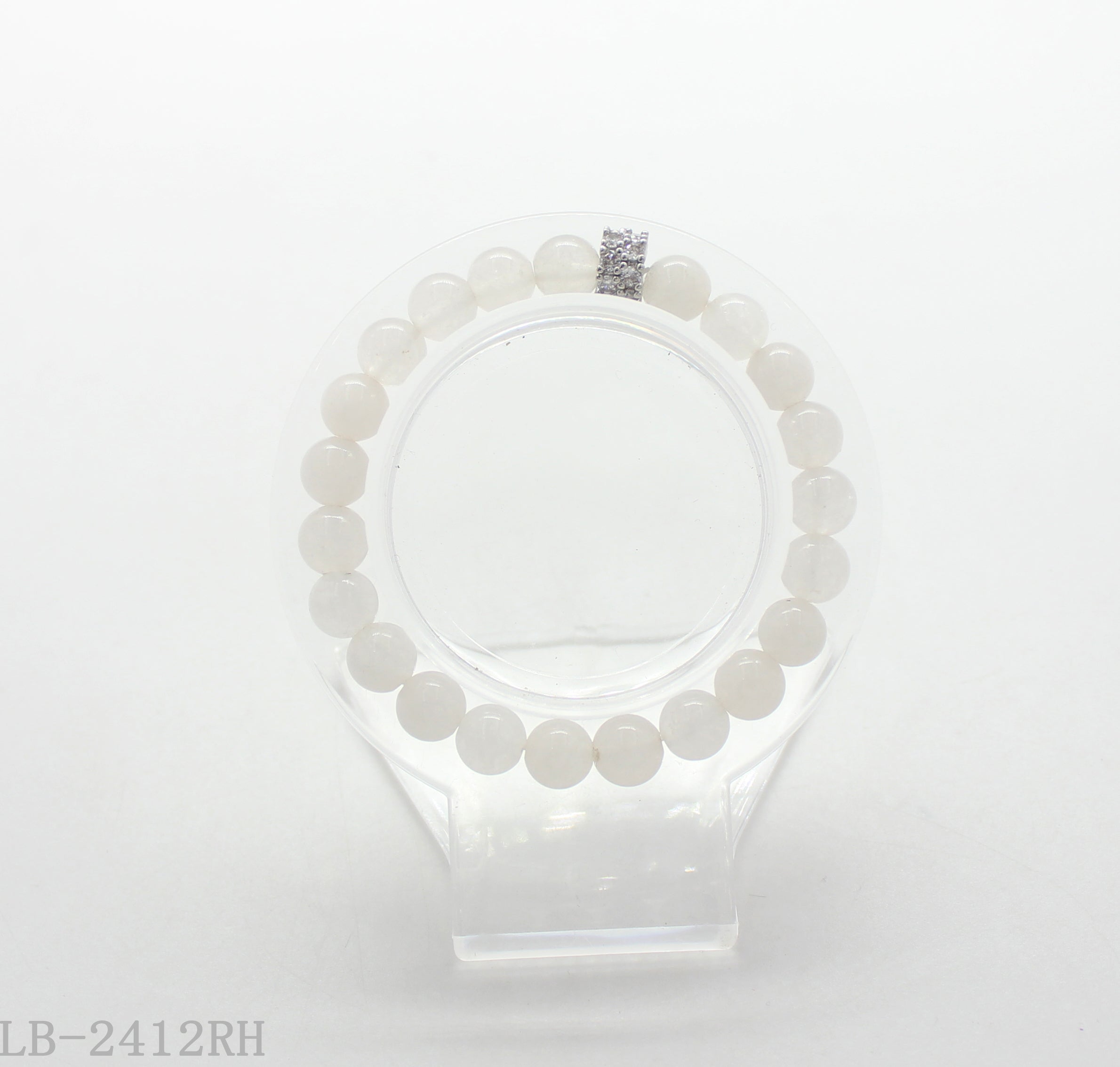 White Agate & Copper Beaded Bracelet for Women | Imitation Rhodium Plated OEM ODM Wholesale Fashion Jewelry