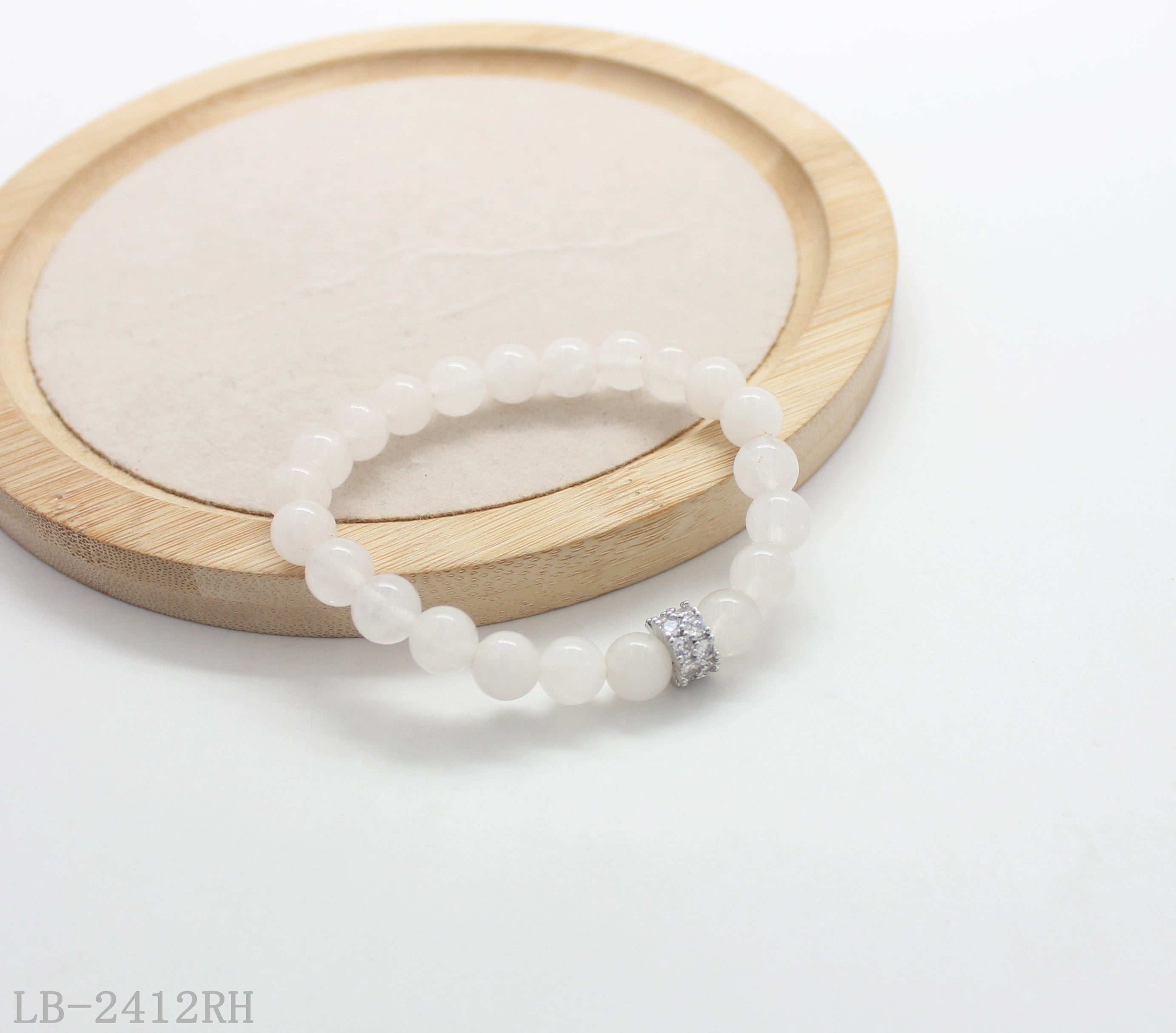 White Agate & Copper Beaded Bracelet for Women | Imitation Rhodium Plated OEM ODM Wholesale Fashion Jewelry