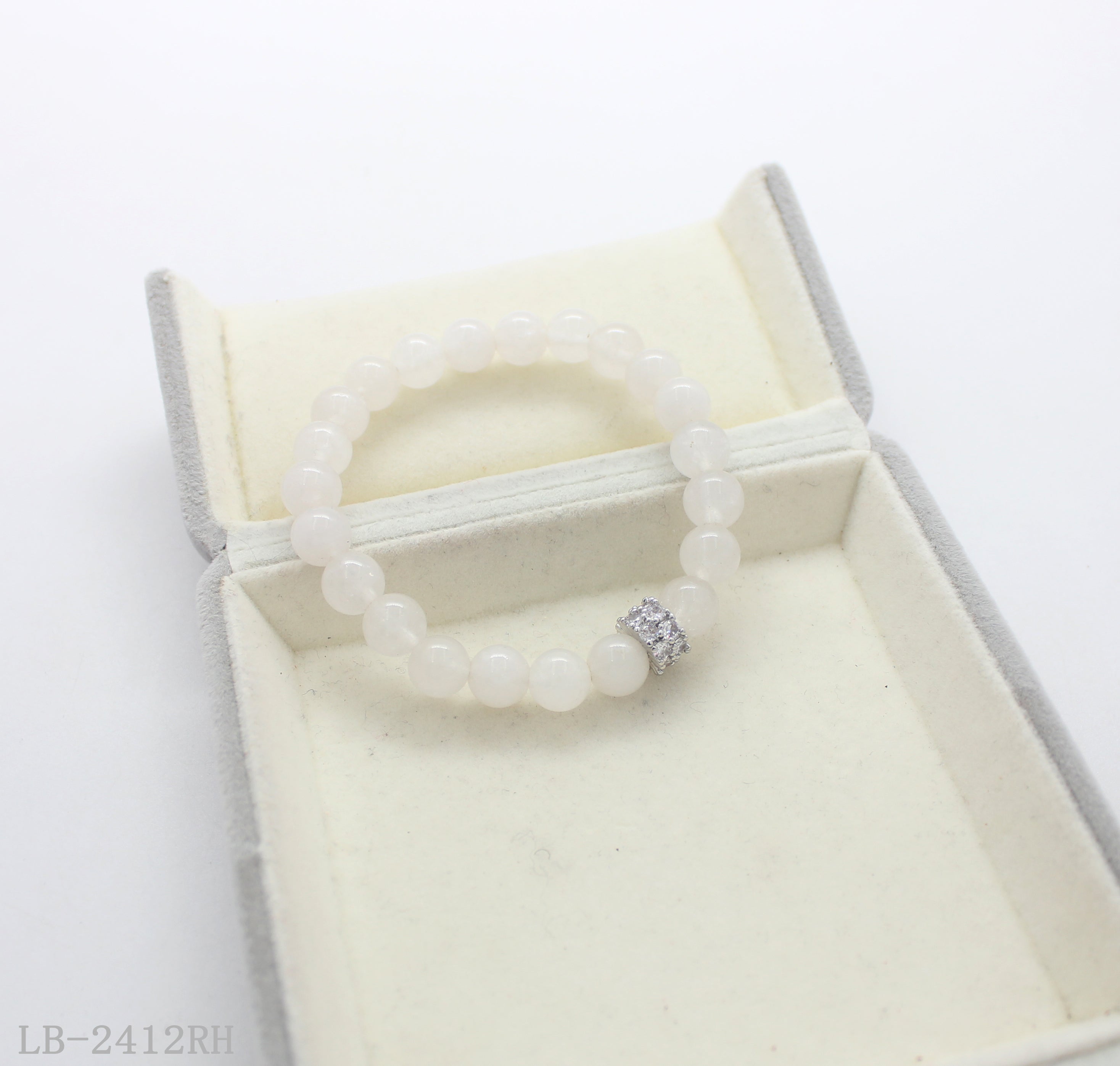White Agate & Copper Beaded Bracelet for Women | Imitation Rhodium Plated OEM ODM Wholesale Fashion Jewelry