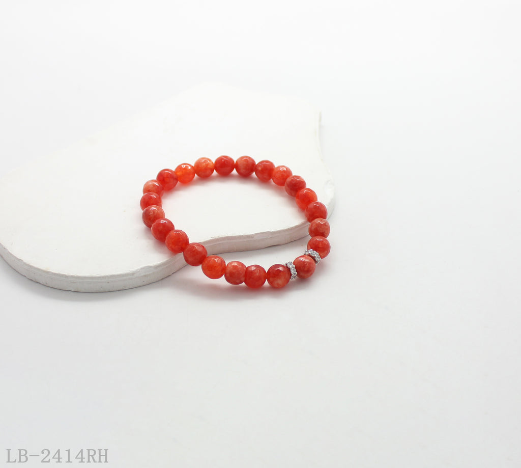 Stone + Copper + Zircon Beaded Bracelet for Women | Imitation Rhodium Plated OEM ODM Wholesale Fashion Jewelry
