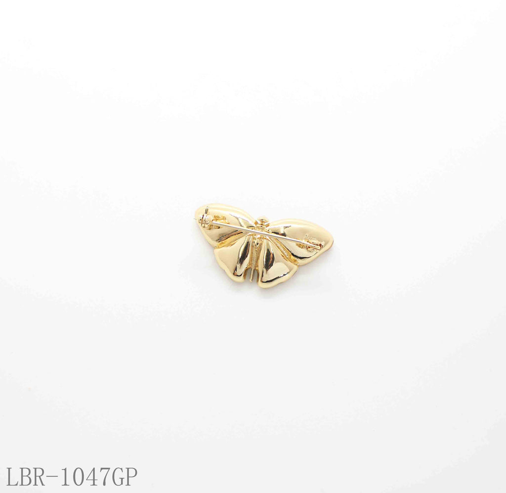 Minimalist Single Blue Enamel Butterfly Real Gold-Plated Copper Brooch | Factory Direct Wholesale