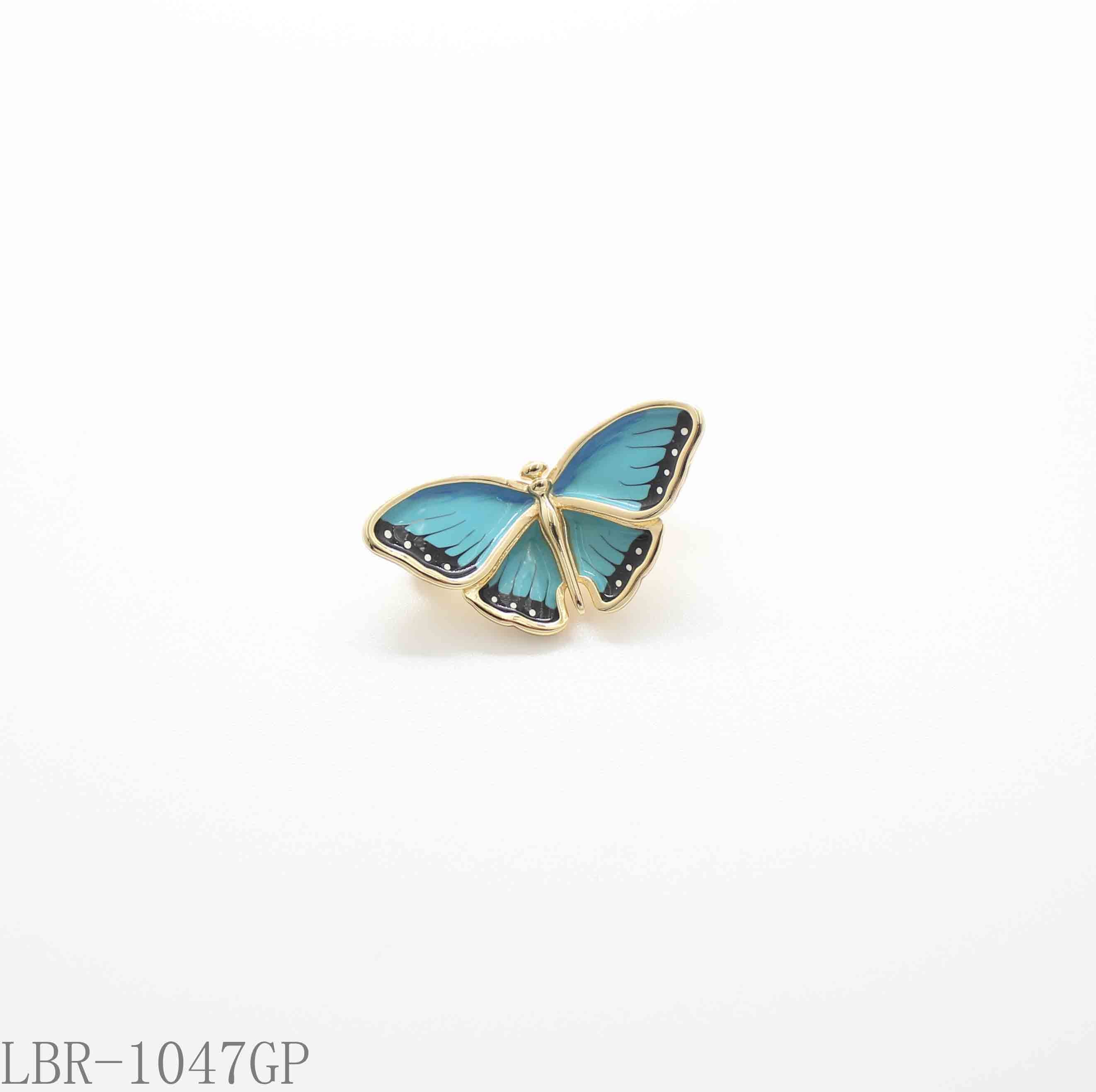 Minimalist Single Blue Enamel Butterfly Real Gold-Plated Copper Brooch | Factory Direct Wholesale