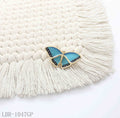 Minimalist Single Blue Enamel Butterfly Real Gold-Plated Copper Brooch | Factory Direct Wholesale