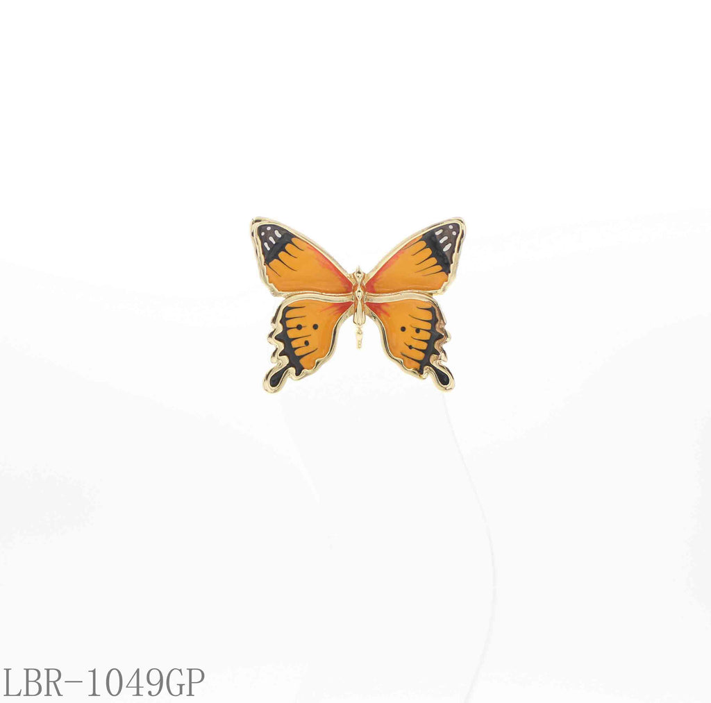 Vibrant Monarch Butterfly Orange-Black Enamel Real Gold-Plated Copper Brooch | Factory Direct Wholesale