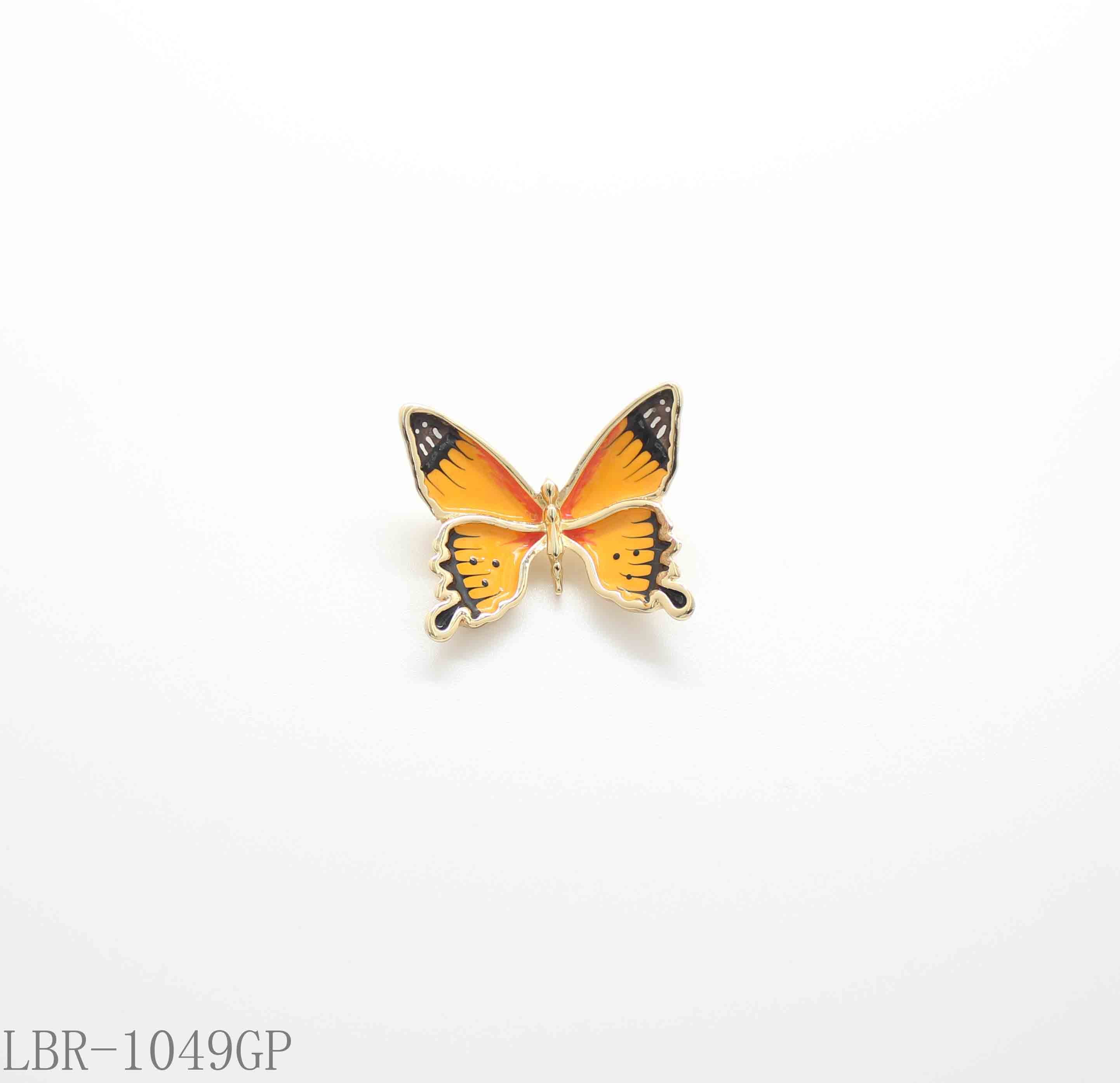 Vibrant Monarch Butterfly Orange-Black Enamel Real Gold-Plated Copper Brooch | Factory Direct Wholesale