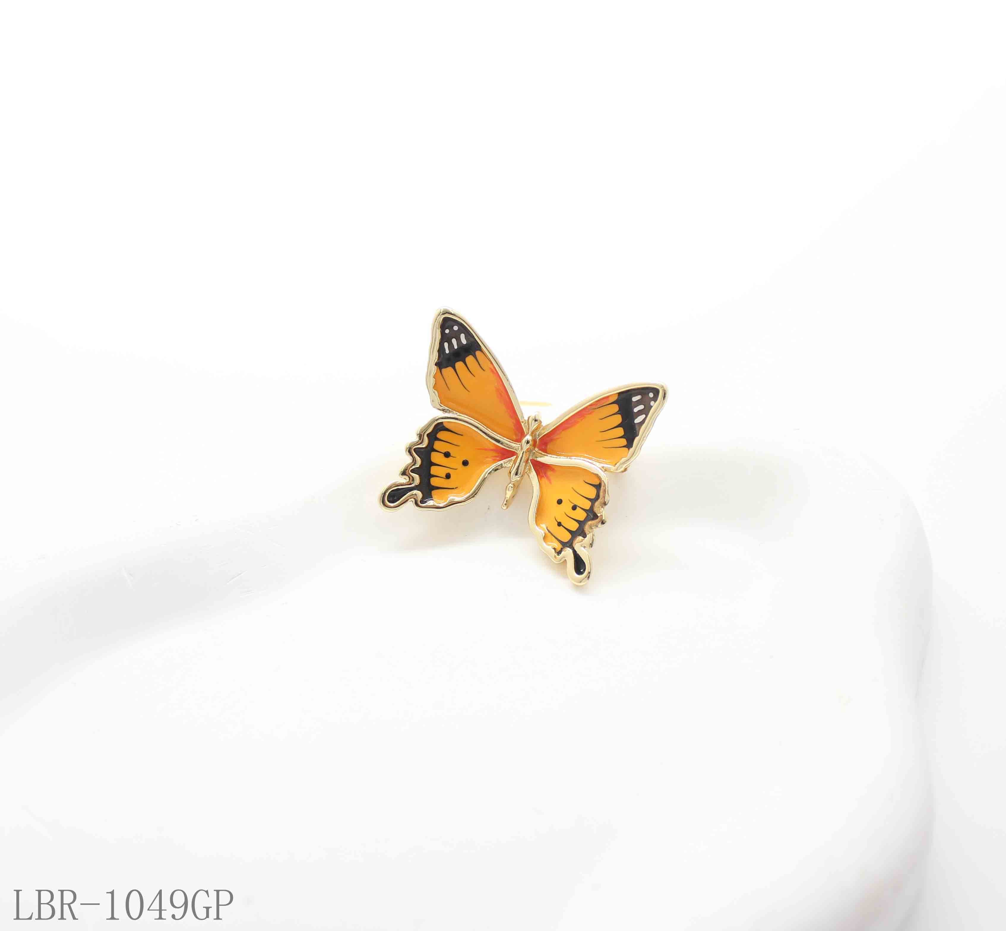 Vibrant Monarch Butterfly Orange-Black Enamel Real Gold-Plated Copper Brooch | Factory Direct Wholesale