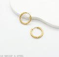 Textured Hammered Click Hoop Earrings | Solid Stainless Steel Base Vacuum Ion Gold Plated Dainty Vintage Texture Women Small Loop Ear Hoops Factory Wholesale