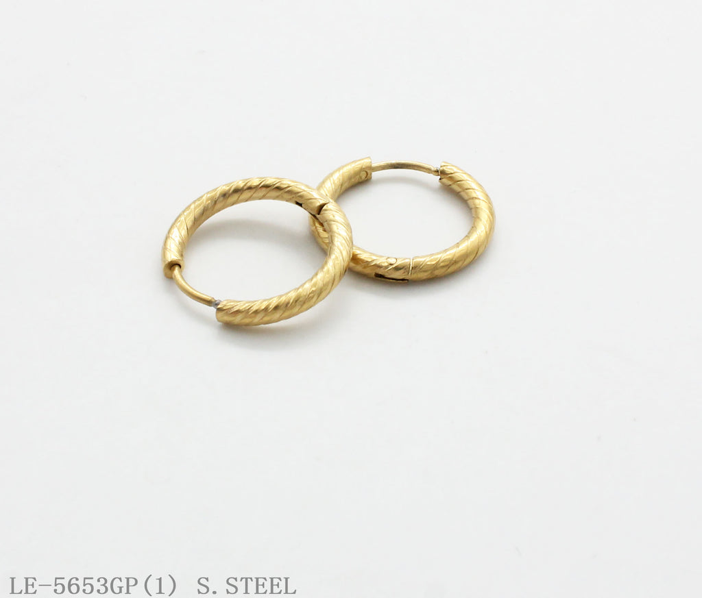Diagonal Twisted Brushed Click Hoop Earrings | Solid Stainless Steel Base Vacuum Ion Gold Plated Linear Grain Dainty Vintage Women Small Ear Hoops Factory Wholesale
