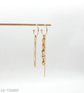 Asymmetric CCB & Chain Drop Gold Plated Hoop Earrings | Factory Direct Wholesale