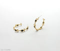 Vintage Black Zircon Hammered Copper Gold Plated Open Hoop Earrings with Silver Posts | Factory Direct Wholesale