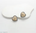 Two-Tone Ribbed Textured Heart Stud Earrings | Zinc Alloy Base with Imitation Gold & Imitation Rhodium Silver Plating Retro Vintage Women Ear Studs Factory Wholesale