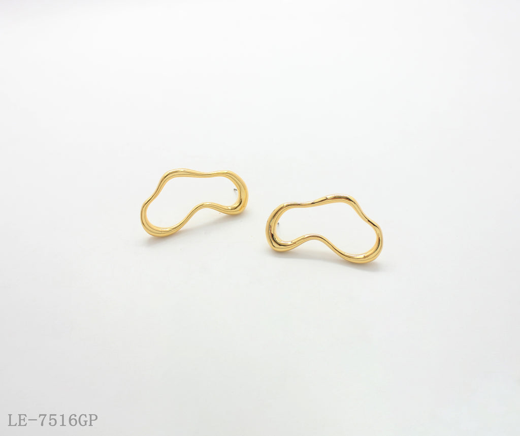 Abstract Irregular Cloud-Shaped Zinc Alloy Earrings with Premium Real Gold Plating | Factory Direct Wholesale