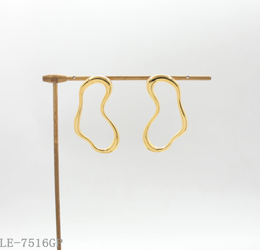 Abstract Irregular Cloud-Shaped Zinc Alloy Earrings with Premium Real Gold Plating | Factory Direct Wholesale