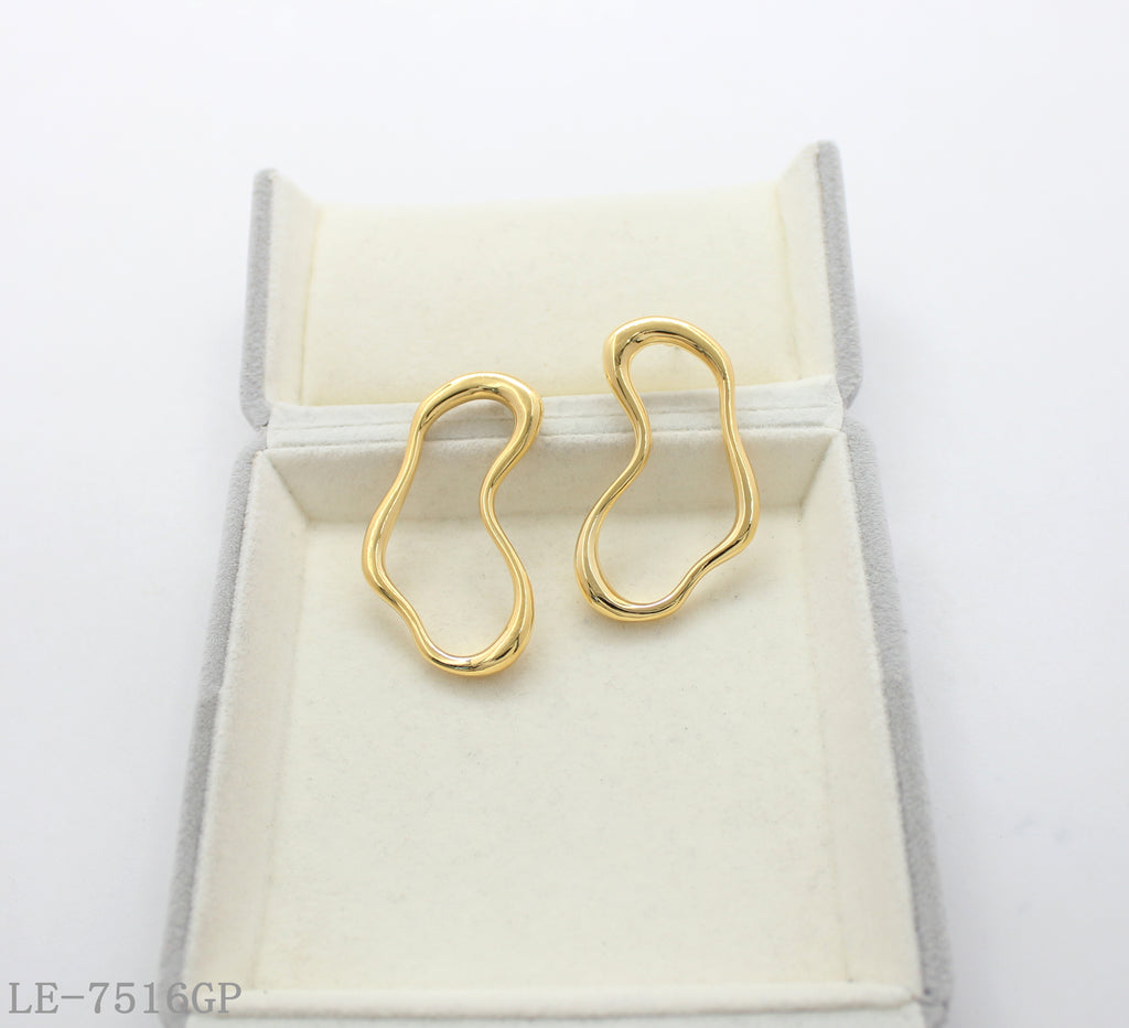 Abstract Irregular Cloud-Shaped Zinc Alloy Earrings with Premium Real Gold Plating | Factory Direct Wholesale
