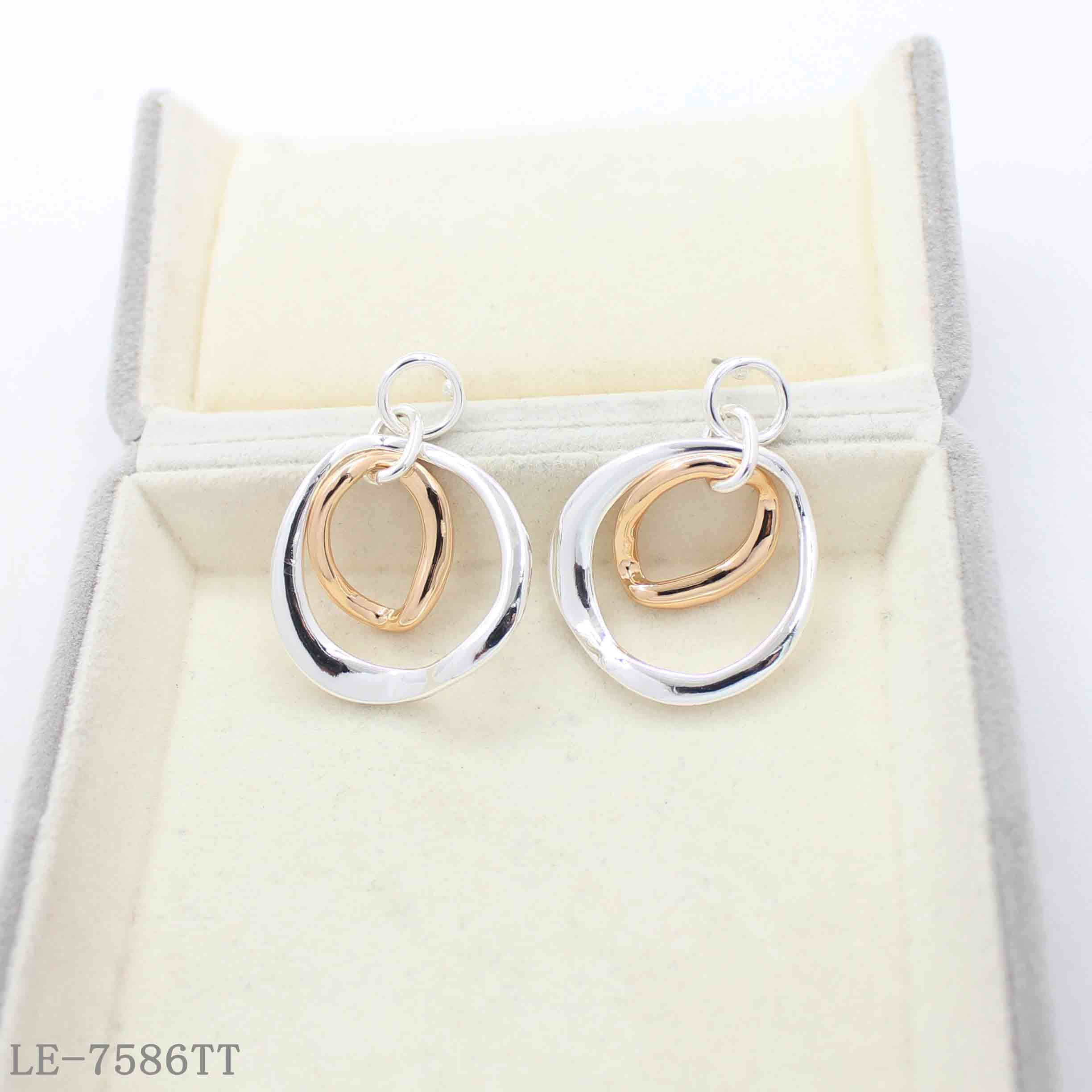 Two-Tone Gold & Silver Plated Interlocking Organic Hoop Drop Earrings | Factory Direct Wholesale