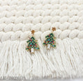 Gemstone Epoxy Zinc Alloy Steel Needle Christmas Tree Earrings with Imitation Gold Plating for Women | OEM ODM Wholesale Fashion Jewelry Manufacturer