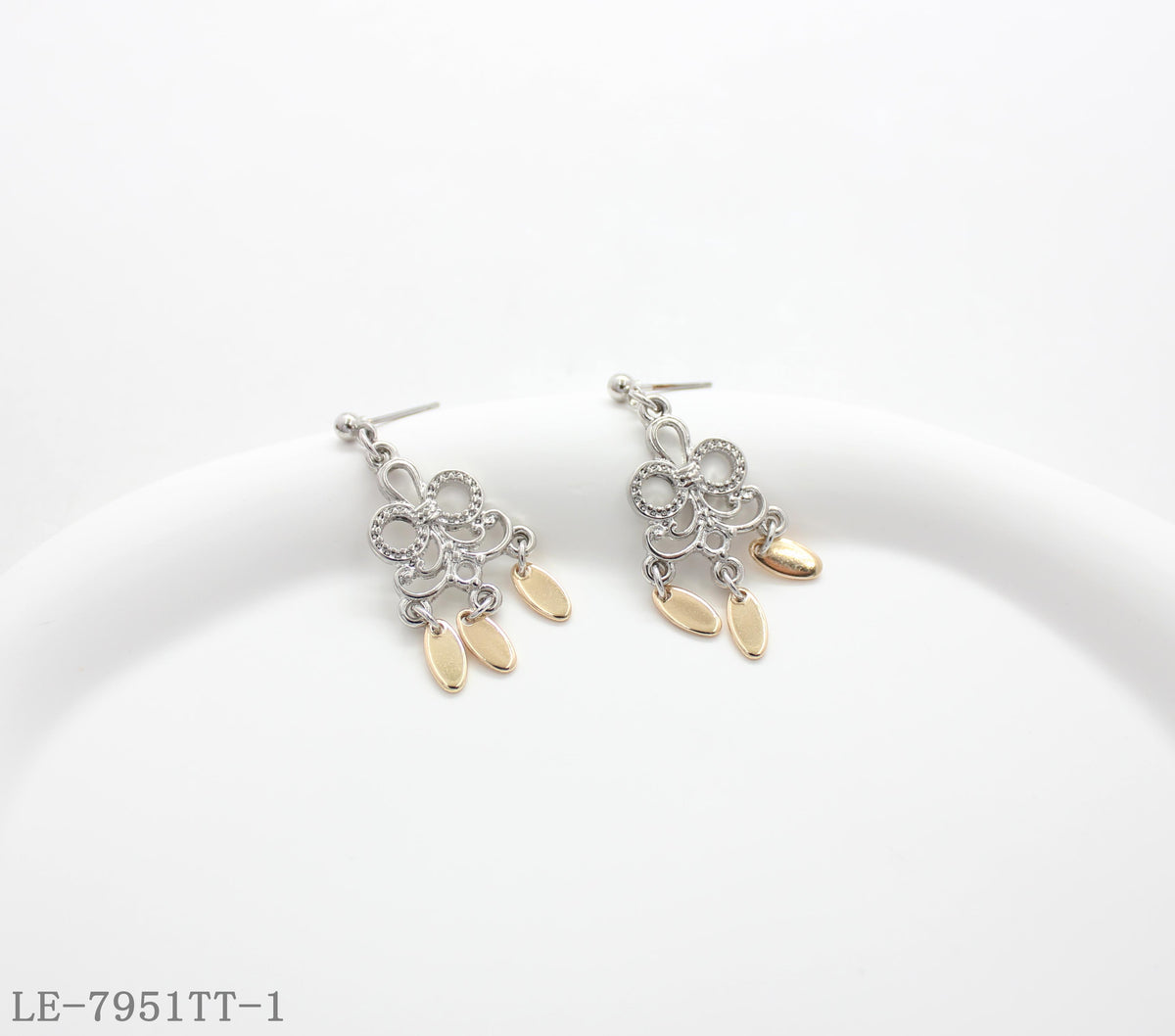 White & Gold Two-Tone Earrings