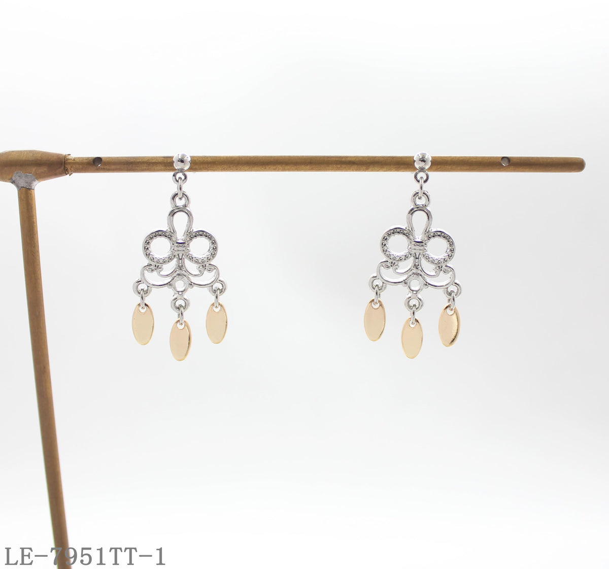 White & Gold Two-Tone Earrings