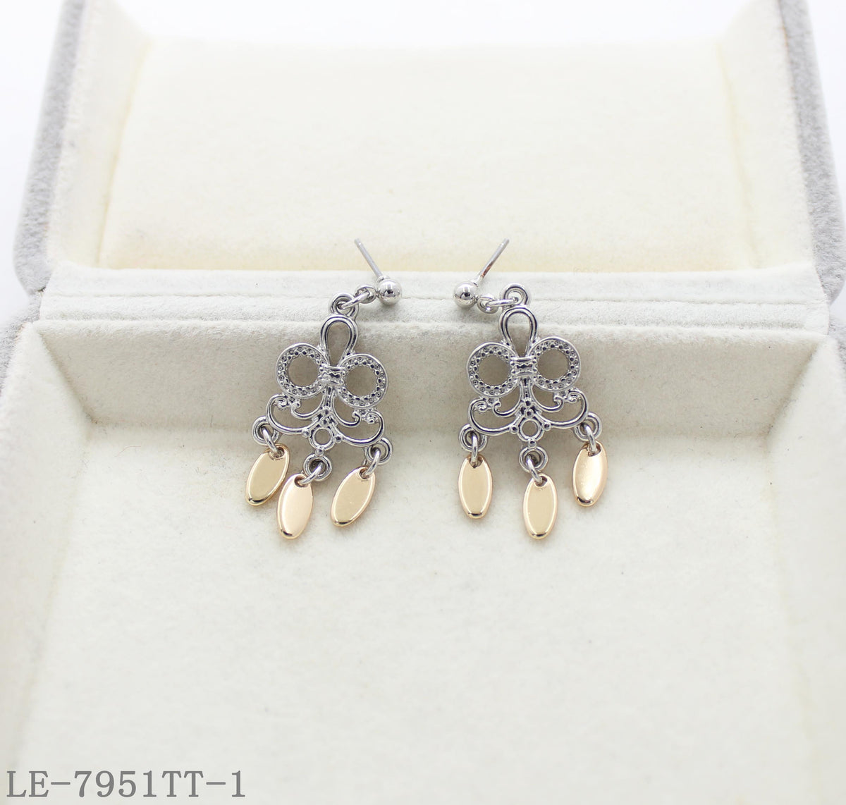 White & Gold Two-Tone Earrings
