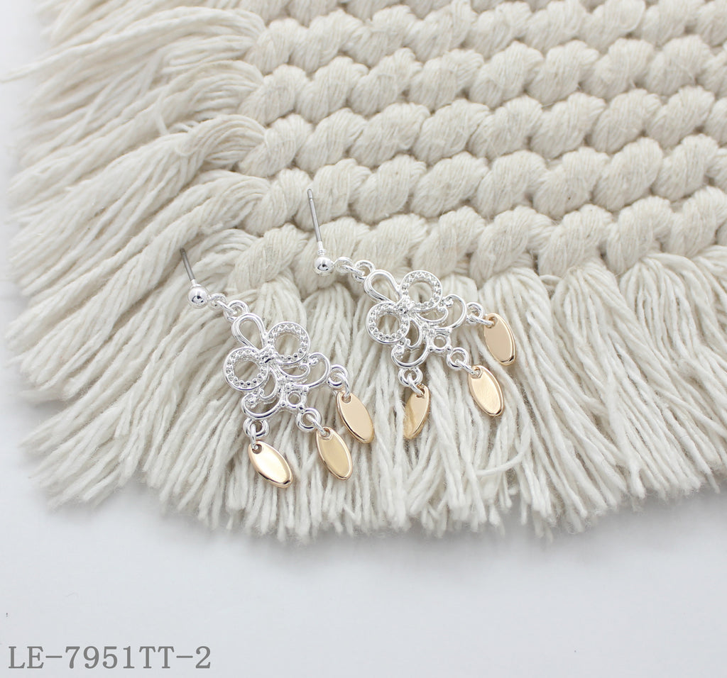White & Gold Two-Tone Earrings