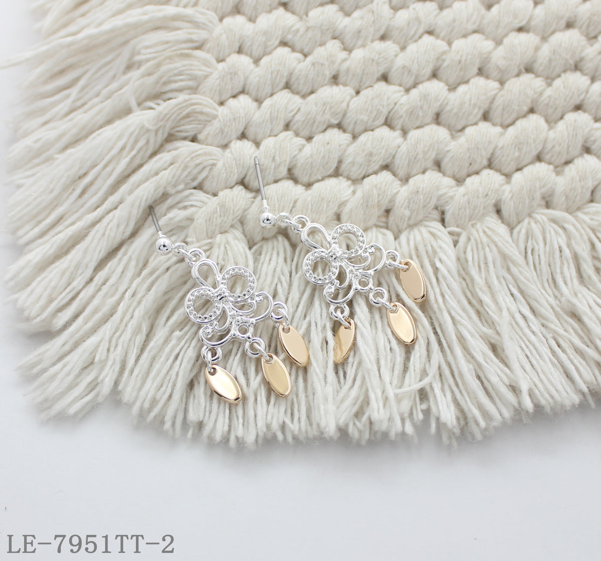 White & Gold Two-Tone Earrings