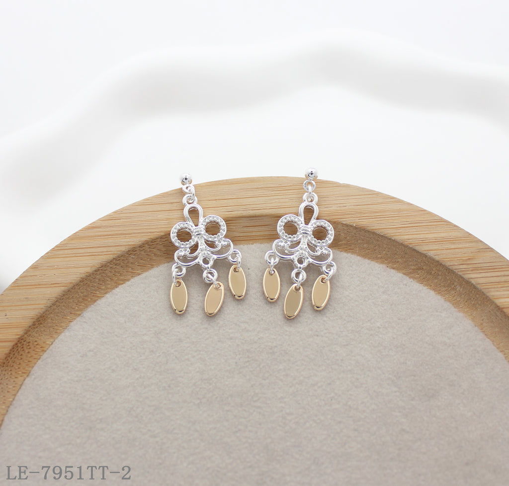 White & Gold Two-Tone Earrings