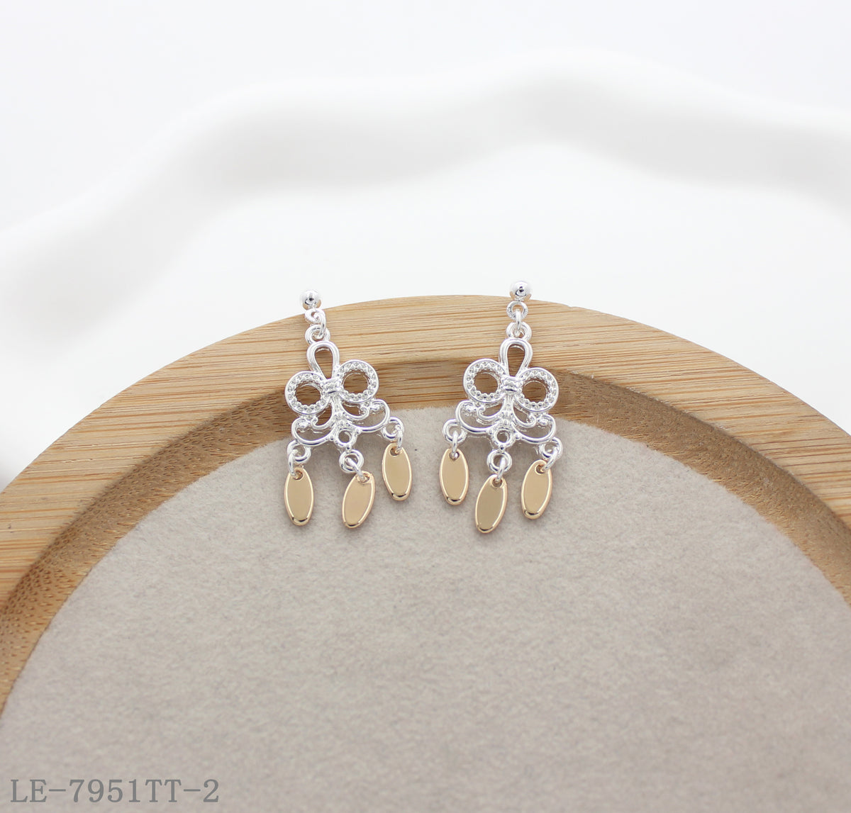 White & Gold Two-Tone Earrings