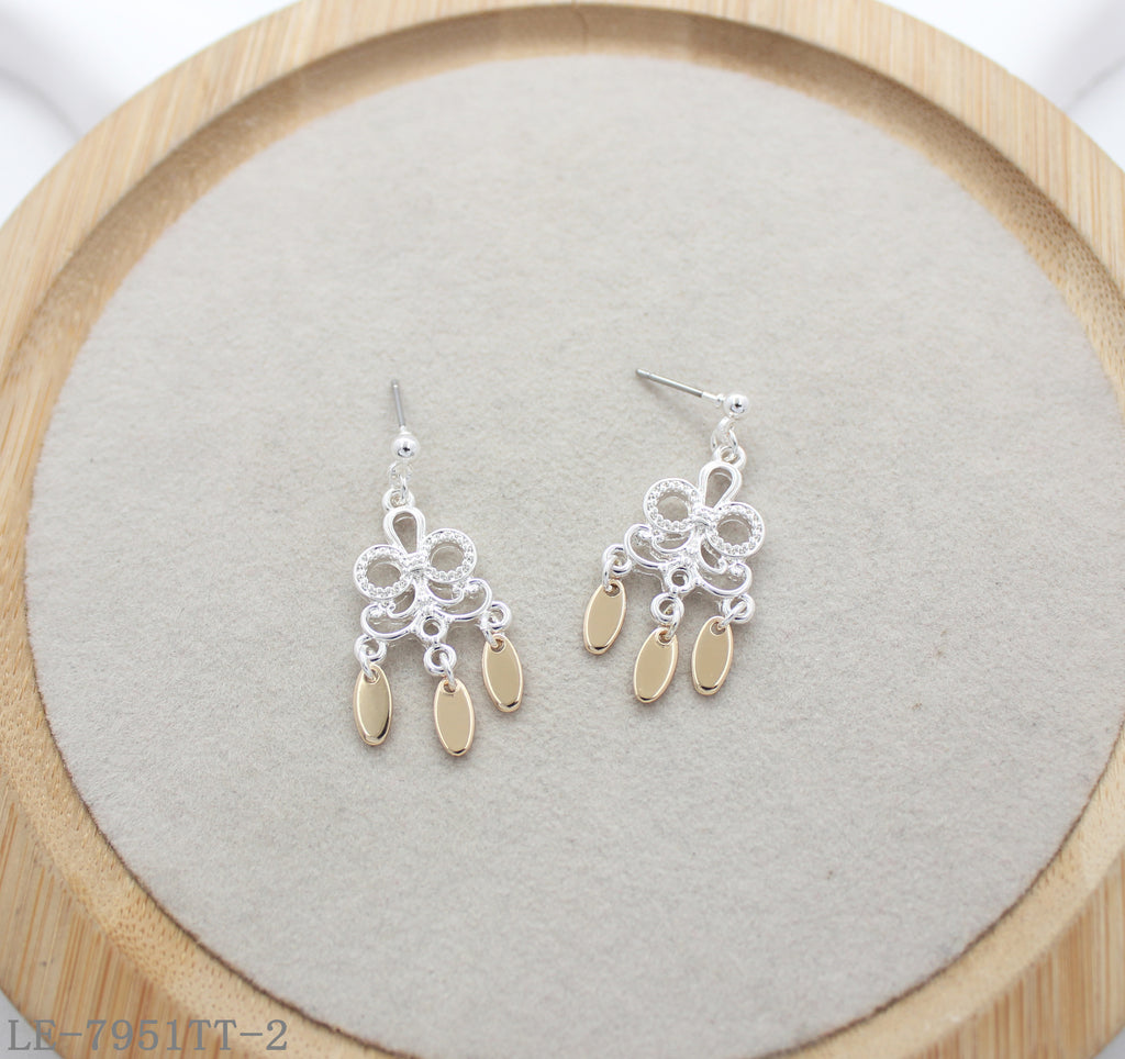 White & Gold Two-Tone Earrings
