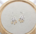 White & Gold Two-Tone Earrings