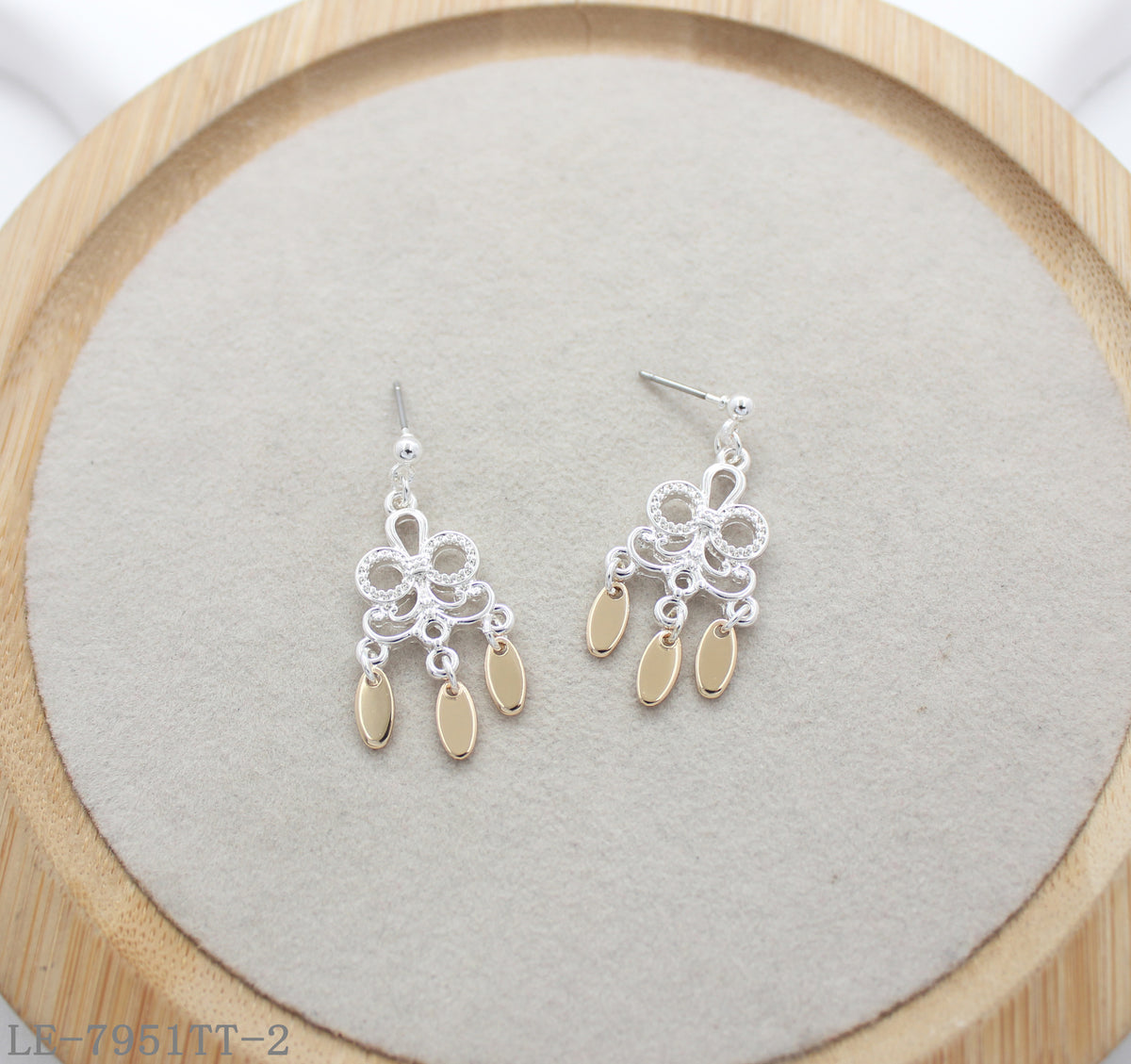 White & Gold Two-Tone Earrings