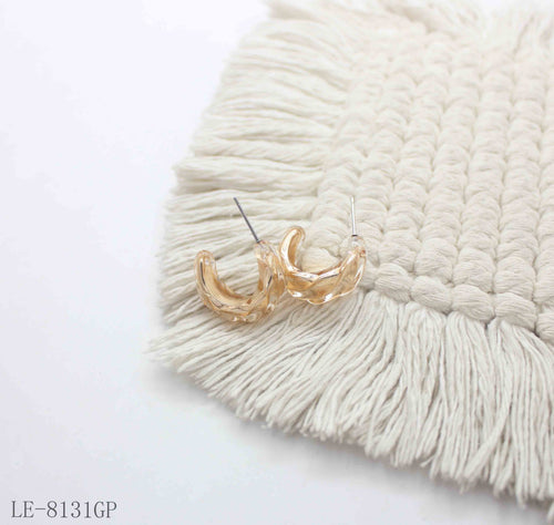 3D Twisted Wave Curved C Huggie Earrings | Solid Copper Standard Gold Plated Click Closure Women Glossy Minimal Stacking Daily Earrings Factory Wholesale