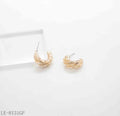3D Twisted Wave Curved C Huggie Earrings | Solid Copper Standard Gold Plated Click Closure Women Glossy Minimal Stacking Daily Earrings Factory Wholesale